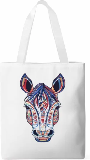 Canvas Tote Bag, Boho Purple Blue Horse patterned Canvas Tote Handbags for Women Shoulder Bag,