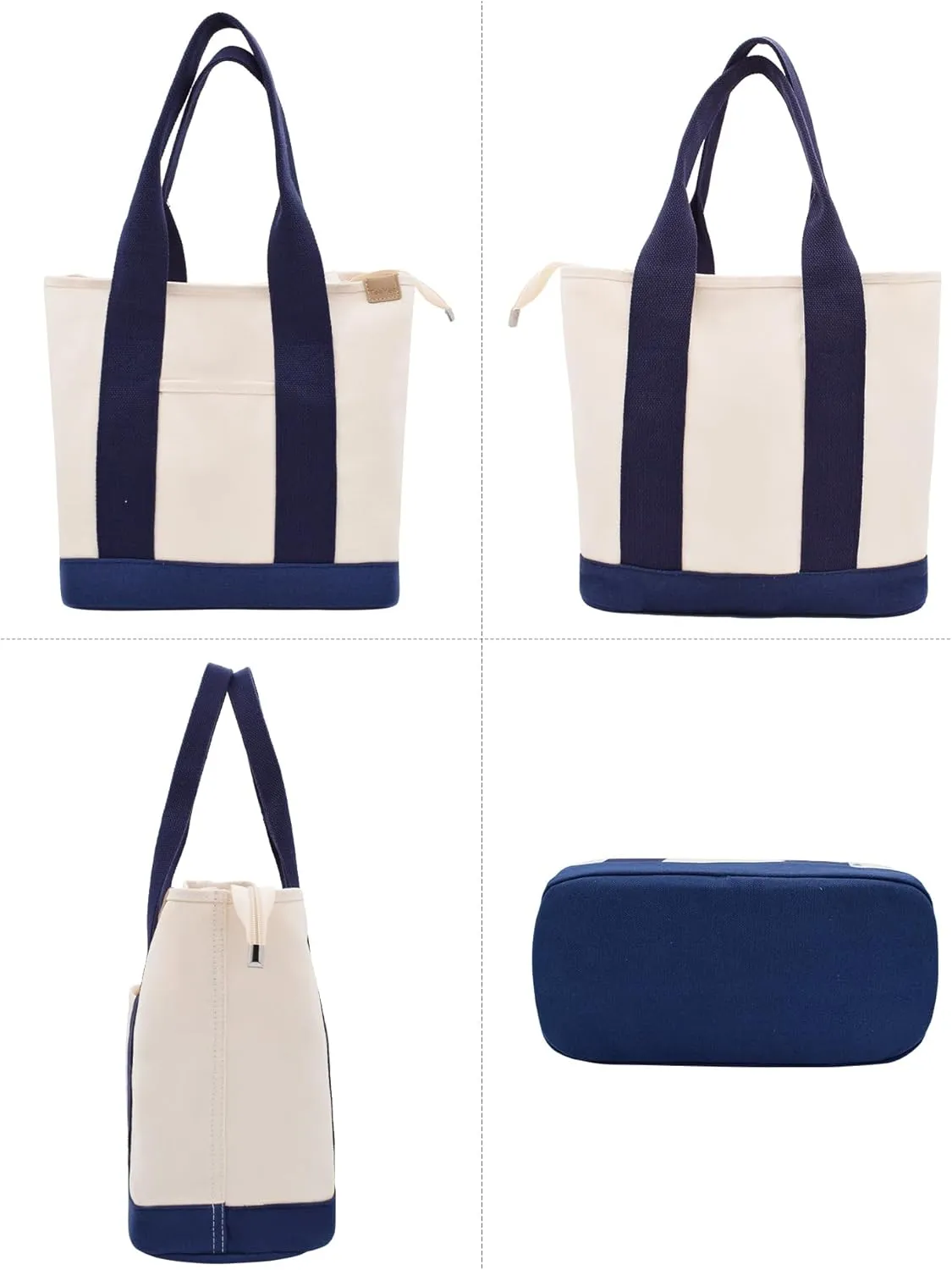 Canvas Tote Bag Casual Multi pockets Handbags Large Capacity Shopping Shoulder Bag with Pocket Bags Work Purses