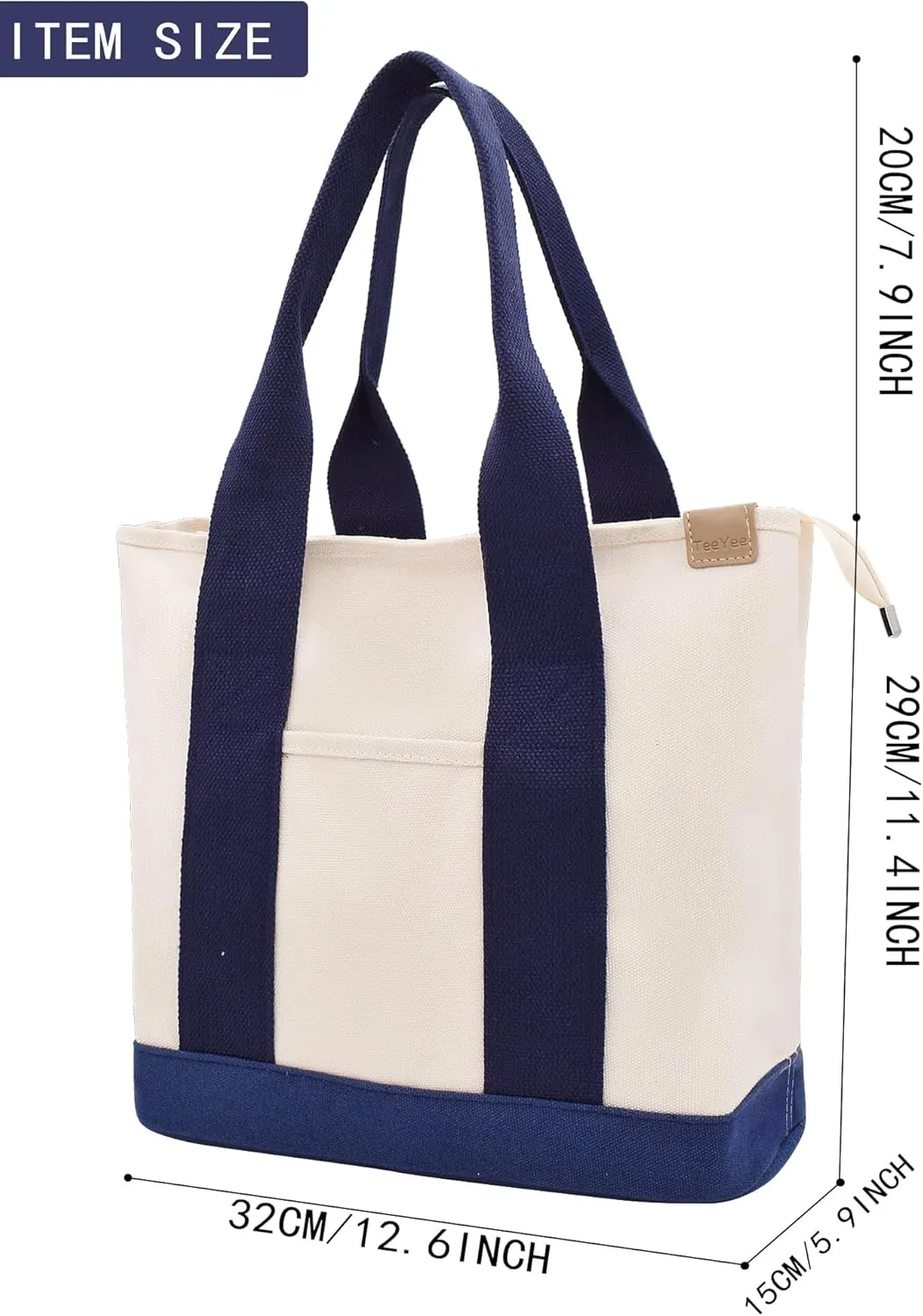 Canvas Tote Bag Casual Multi pockets Handbags Large Capacity Shopping Shoulder Bag with Pocket Bags Work Purses