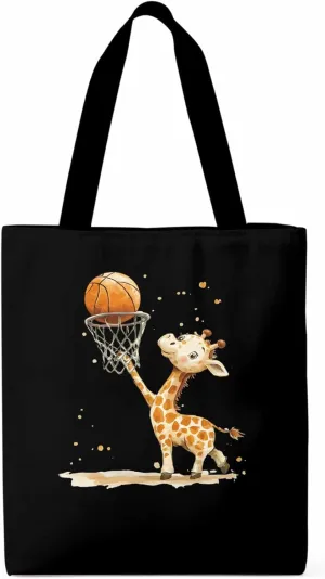Canvas Tote Bag, Cute Cartoon Giraffe Print Aesthetic Canvas Tote Handbags for Women Shoulder Bag