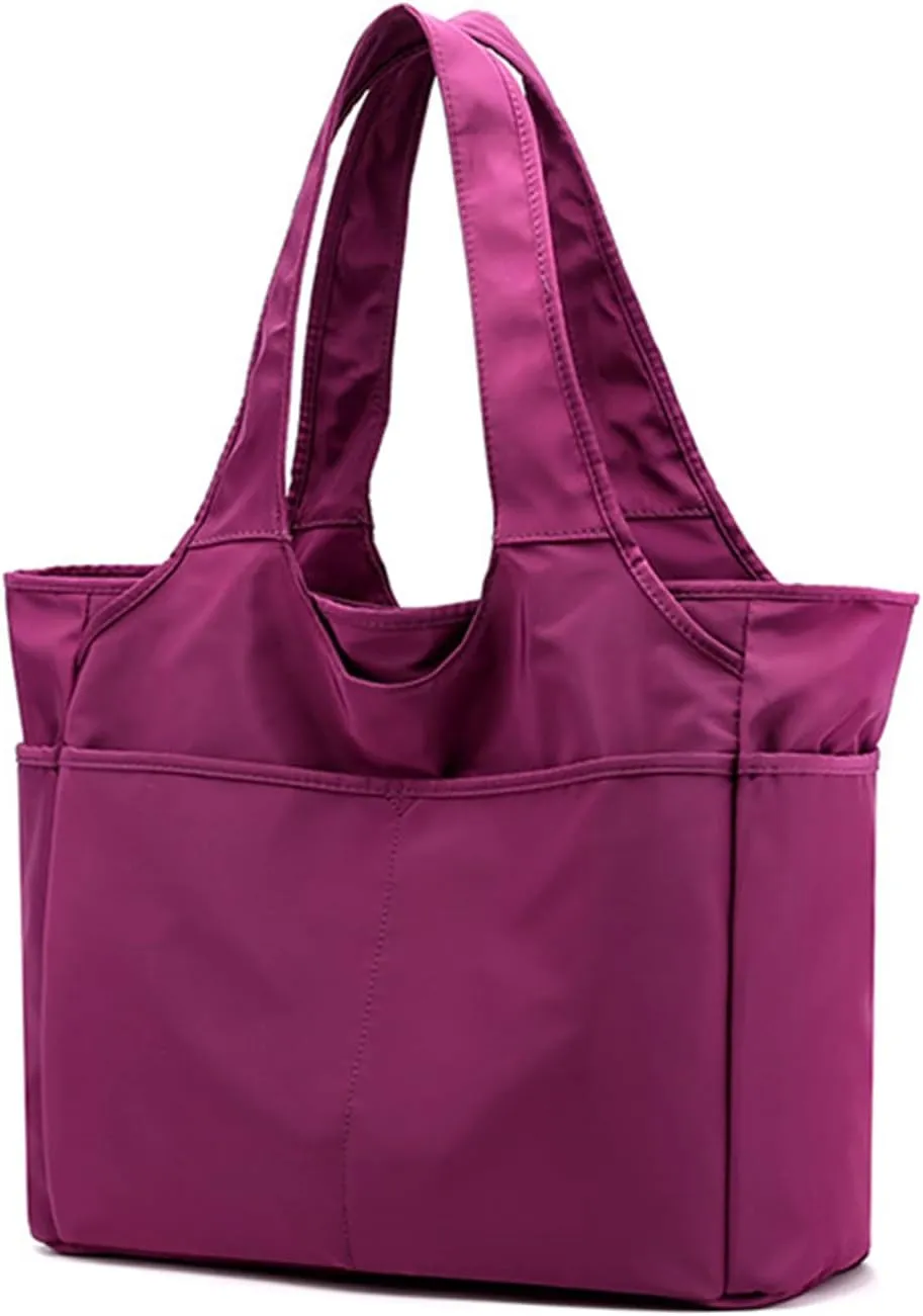 Canvas Tote Bag for Women Waterproof Nylon Multi Pocket Shoulder Bags Laptop Work Bag Hobo Purse Handbag