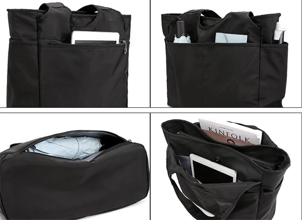 Canvas Tote Bag for Women Waterproof Nylon Multi Pocket Shoulder Bags Laptop Work Bag Hobo Purse Handbag