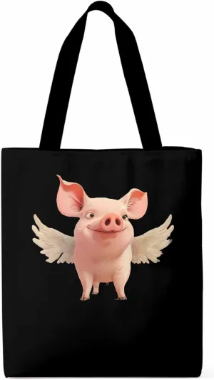 Canvas Tote Bag, Pig Aesthetic Canvas Tote Handbags for Women Shoulder Bag Watercolor Animals