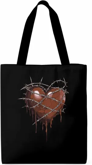 Canvas Tote Bag, Valentine's Day Aesthetic Canvas Tote Handbags for Women Shoulder Bag Thorns Love Heart