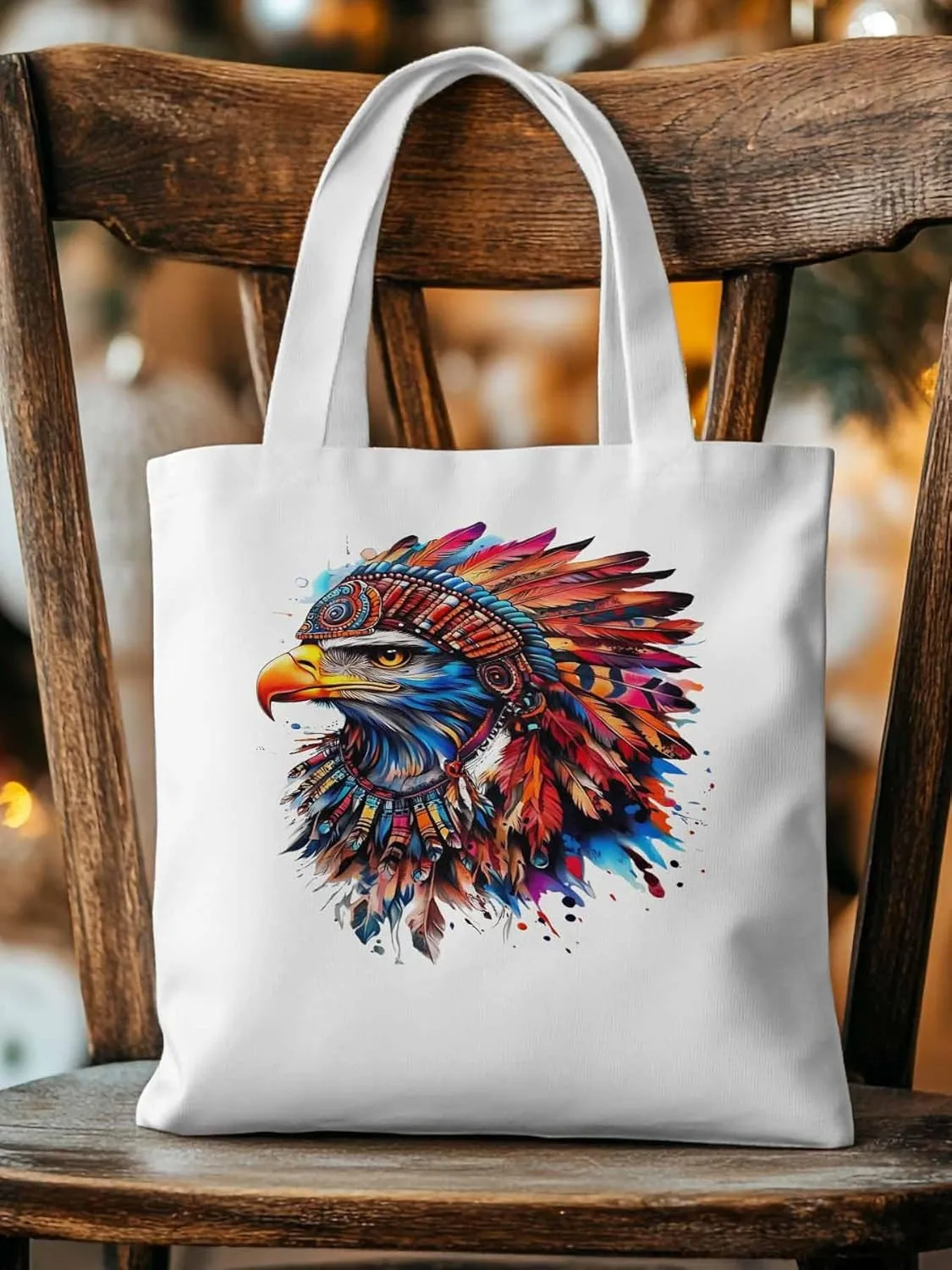 Canvas Tote Bag, Watercolor Eagle Print Aesthetic Canvas Tote Handbags for Women Shoulder Bag