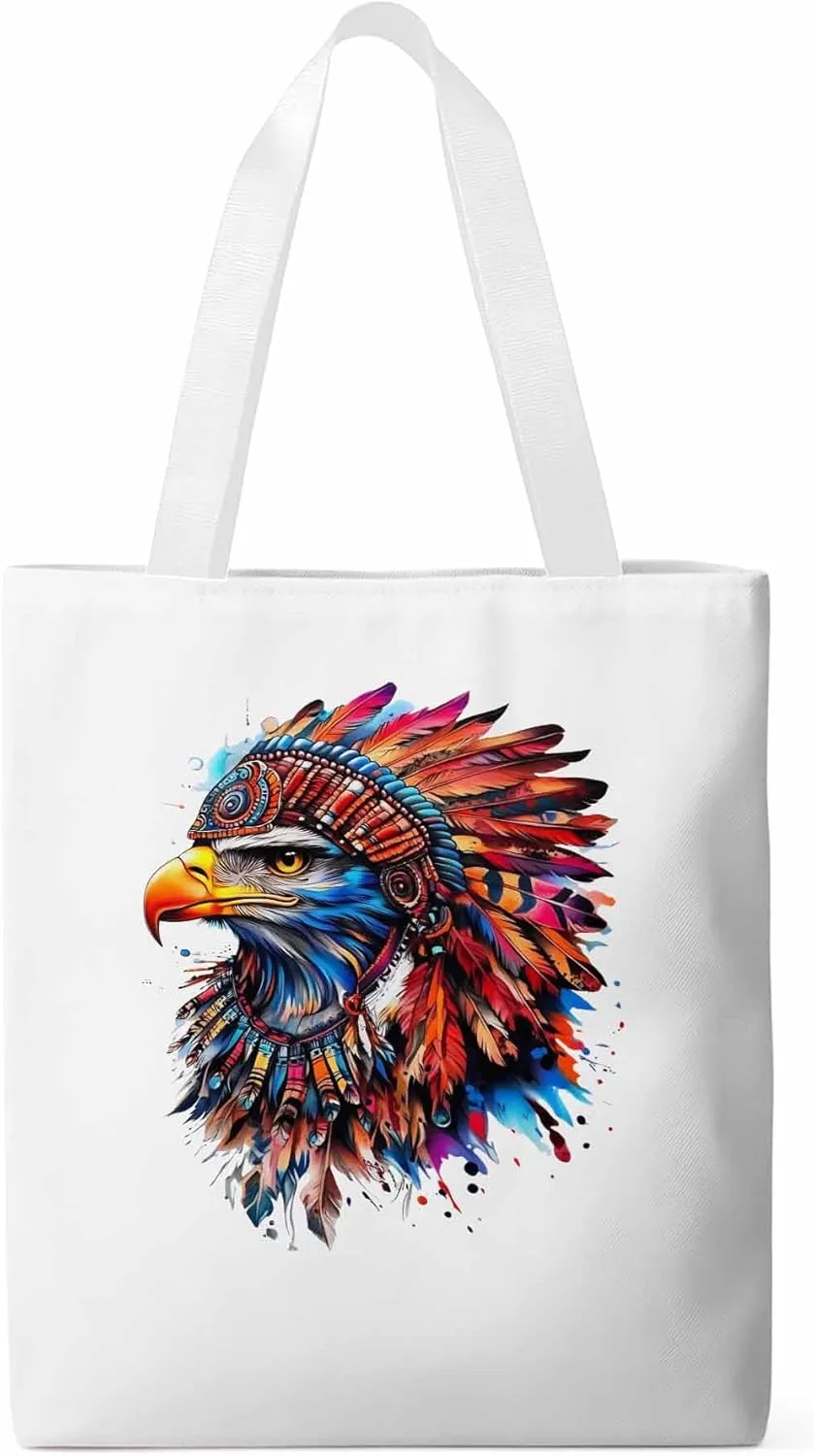 Canvas Tote Bag, Watercolor Eagle Print Aesthetic Canvas Tote Handbags for Women Shoulder Bag