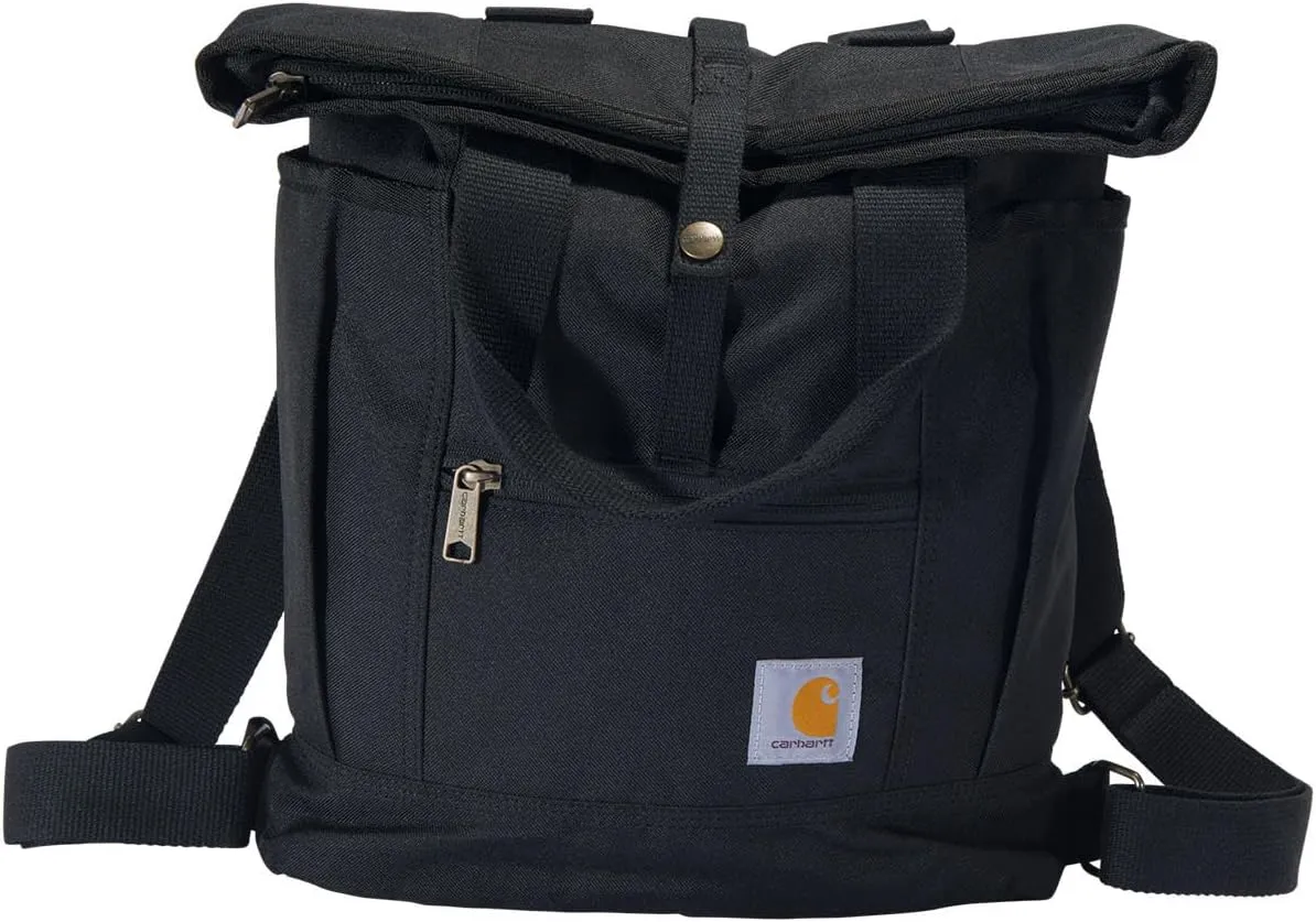 Carhartt Convertible, Durable Tote Bag with Adjustable Backpack Straps and Laptop Sleeve, Black, One Size