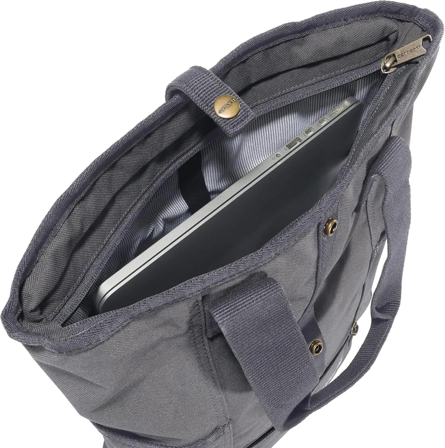 Carhartt Convertible, Durable Tote Bag with Adjustable Backpack Straps and Laptop Sleeve, Gray, One Size