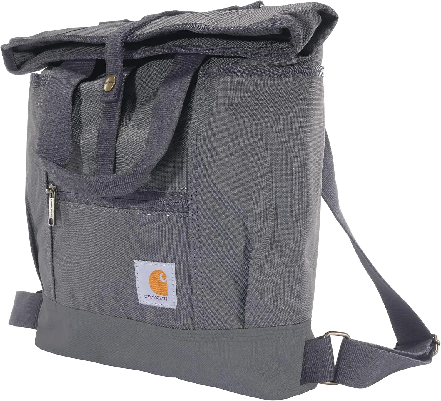 Carhartt Convertible, Durable Tote Bag with Adjustable Backpack Straps and Laptop Sleeve, Gray, One Size