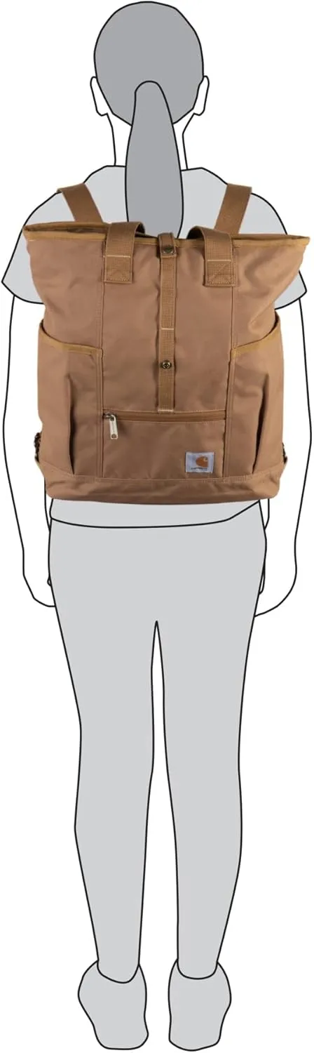 Carhartt Convertible, Durable Tote Bag with Adjustable Backpack Straps and Laptop Sleeve, Gray, One Size