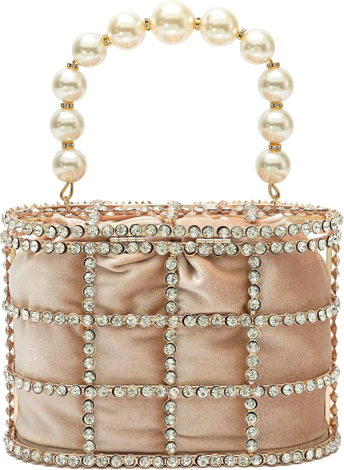 CARIEDO Evening Handbag Women Clutch Purses with Pearl Diamonds for Wedding Prom Birthday Party Dinner Accessories