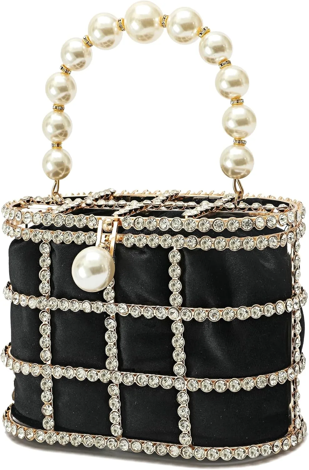 CARIEDO Evening Handbag Women Clutch Purses with Pearl Diamonds for Wedding Prom Birthday Party Dinner Accessories