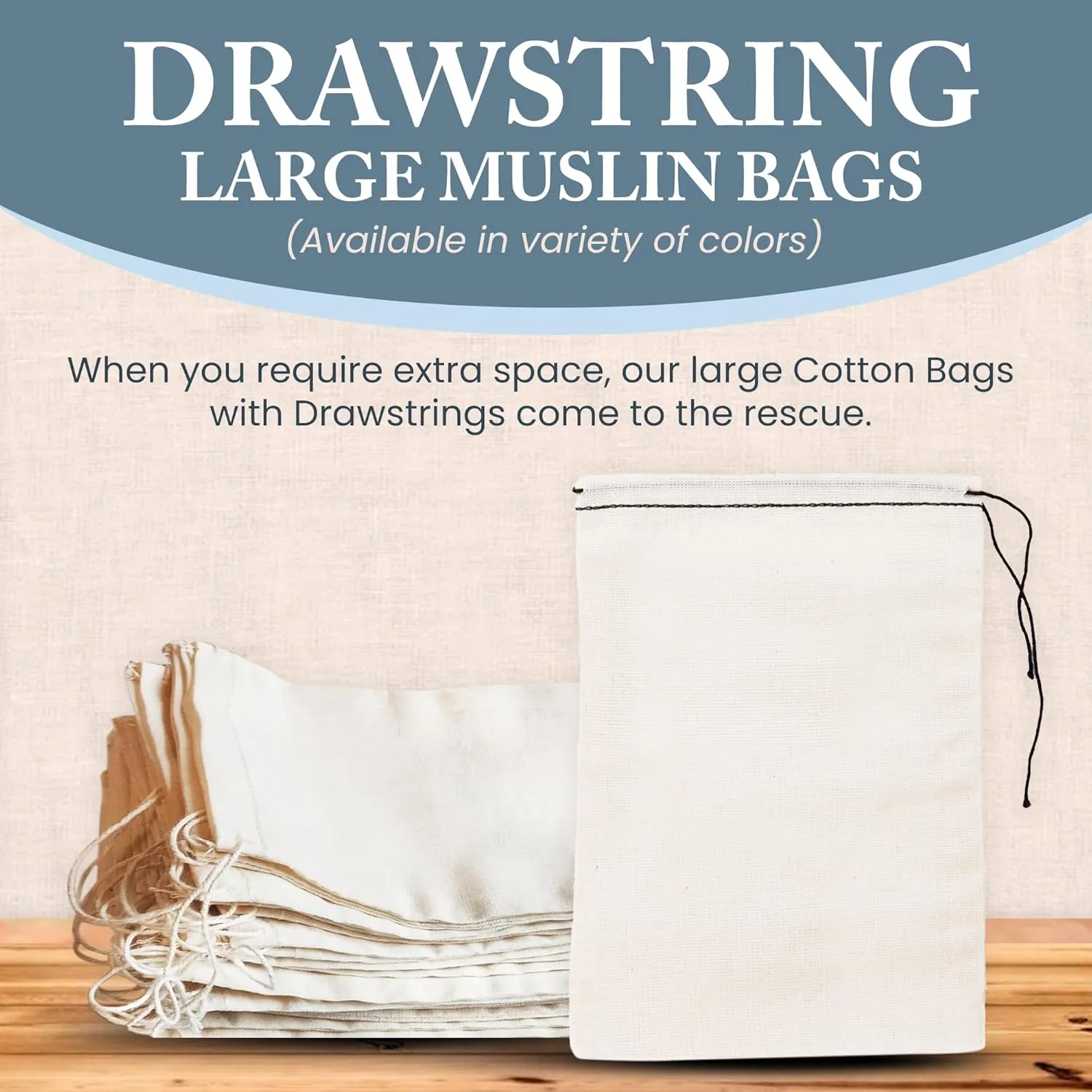 Celestial Gifts Muslin Bags with Drawstring 10pcs, 8x12 - Large Drawstring Bags Bulk - Drawstring Gift Bags for Party Favor and DIY Craft - 100% Cotton - Made in USA - (Natural Hem & Drawstring)