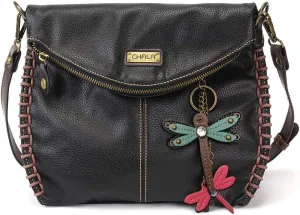 Chala Charming Crossbody Bag Shoulder Handbag With Flap Top and Zipper Black/Dark Brown