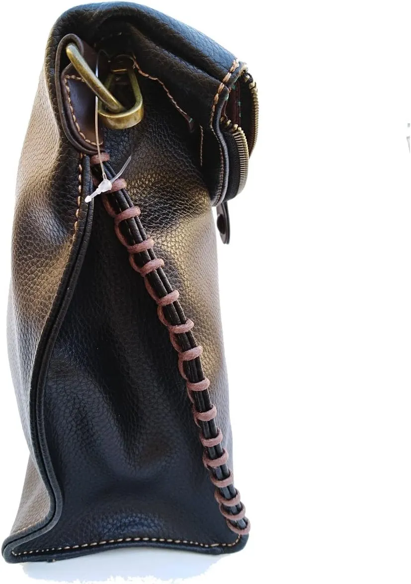 Chala Charming Crossbody Bag Shoulder Handbag With Flap Top and Zipper Black/Dark Brown