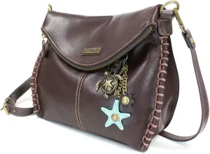 CHALA Charming Crossbody Bag With Flap Top and Zipper or Shoulder Handbag with Sea Turtle Keychain - 9 Colors