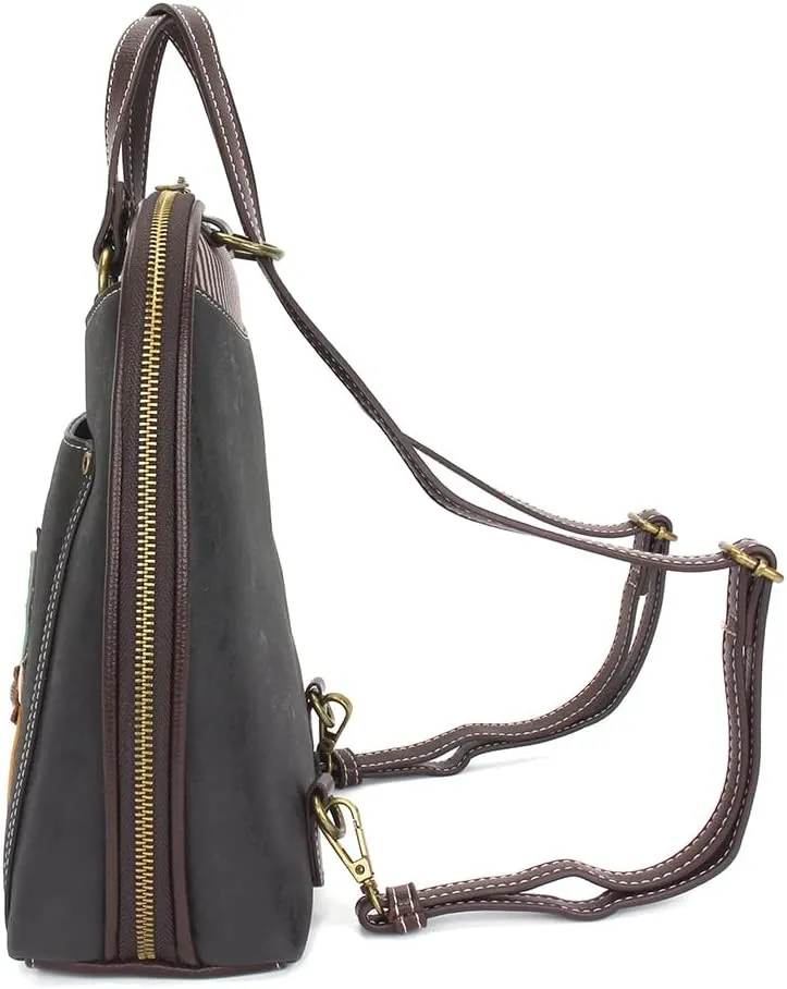 Chala Group Handbags Multi-Color Convertible Mini Backpack Purse (870) (Dragonfly_ BLACK)