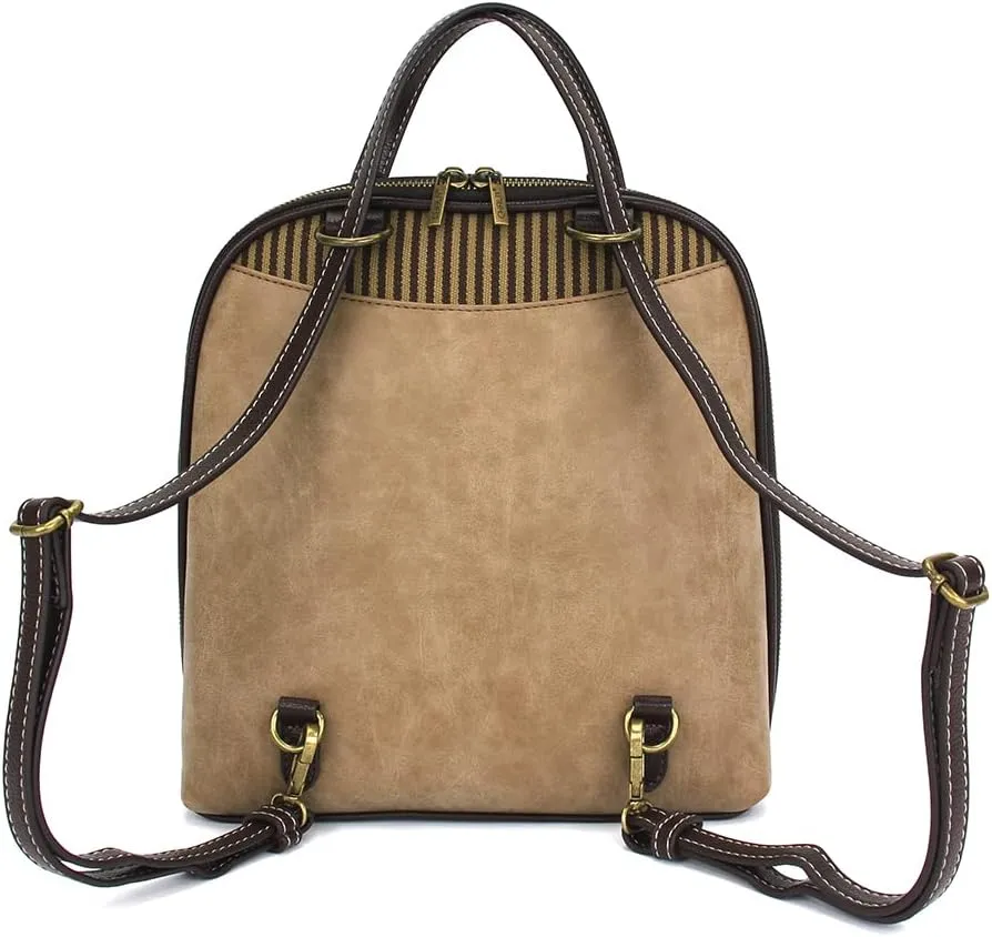 Chala Group Handbags Multi-Color Convertible Mini Backpack Purse (870) (OWL Taupe)
