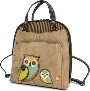 Chala Group Handbags Multi-Color Convertible Mini Backpack Purse (870) (OWL Taupe)
