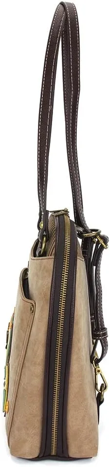 Chala Group Handbags Multi-Color Convertible Mini Backpack Purse (870) (OWL Taupe)