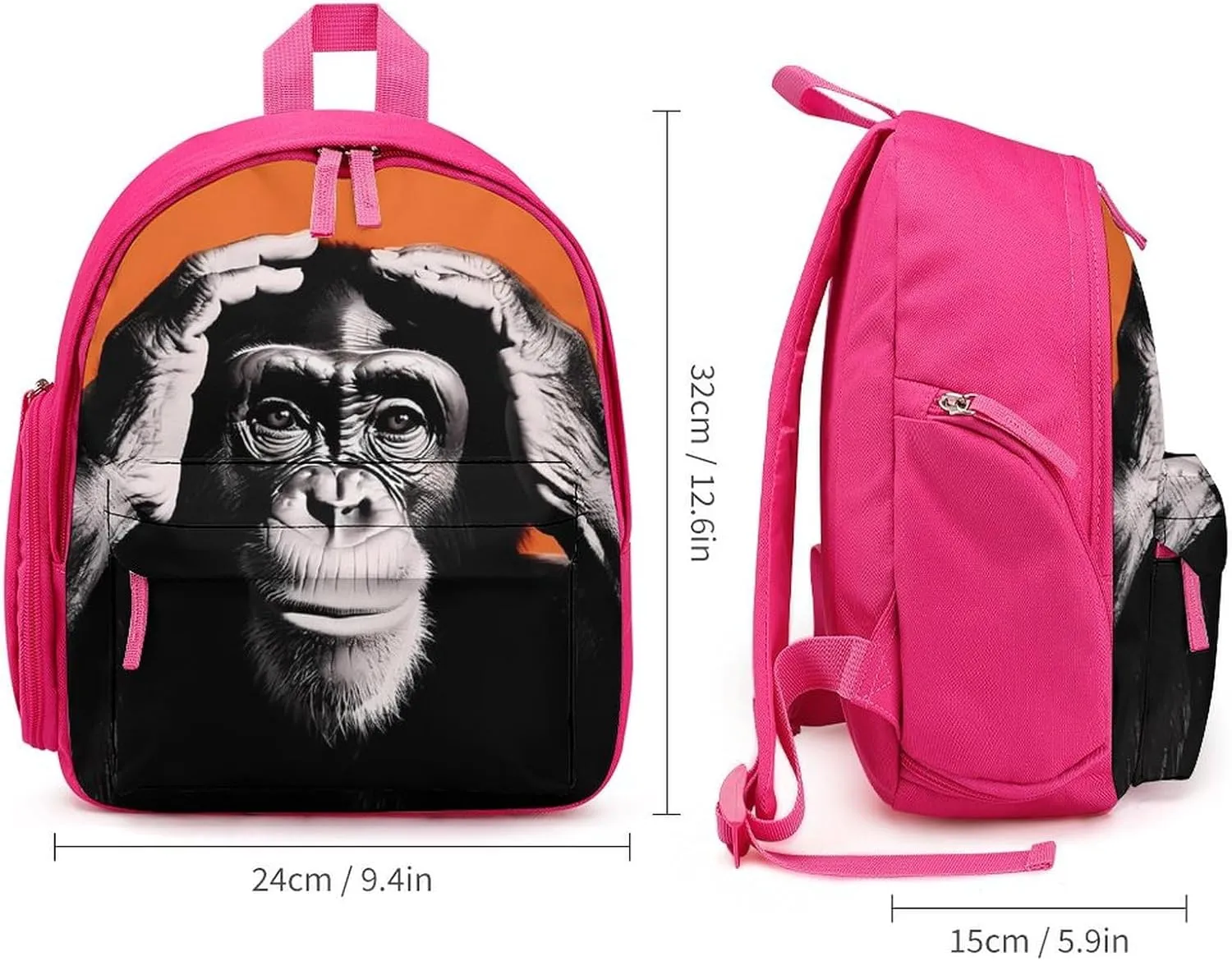 Chimp Upset Monkey Cute Backpack Small Daily Daypack Travel Shoulder Bag with Adjustable Strap Graphic Print