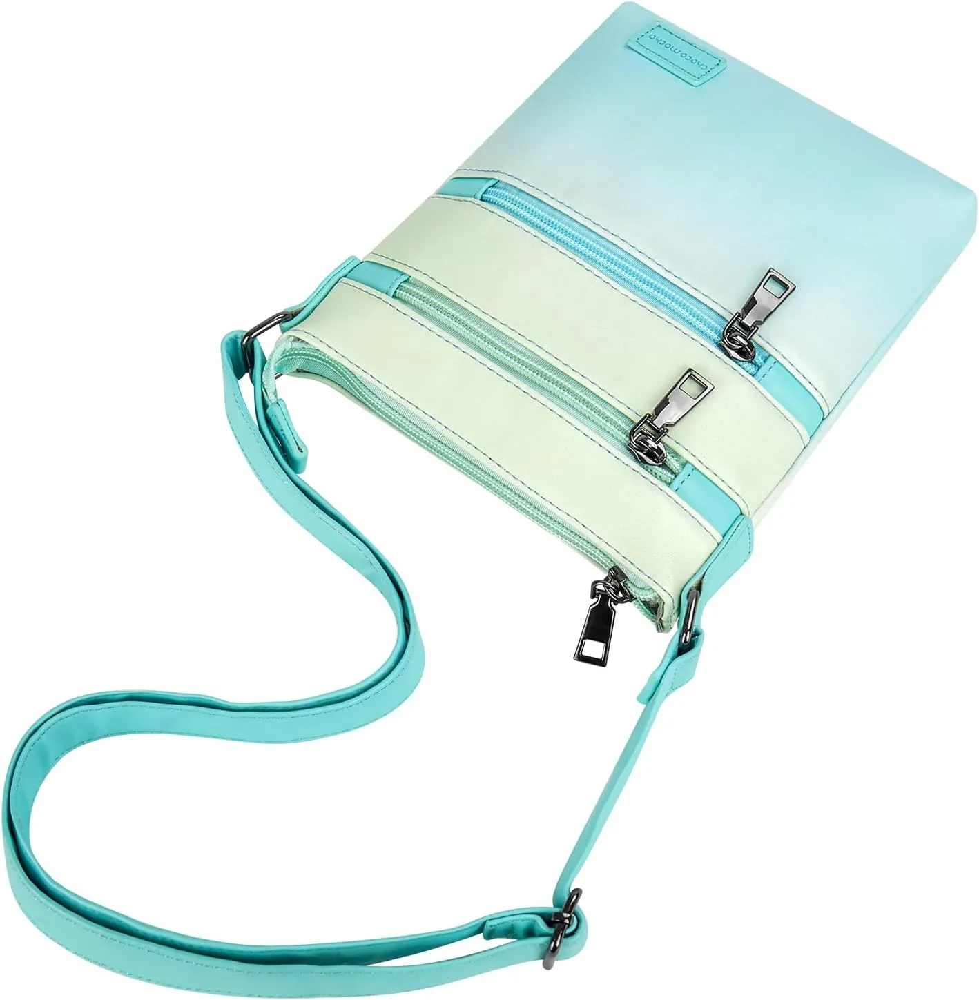 Choco Mocha Leather Crossbody Purse for Girls Triple Zipper