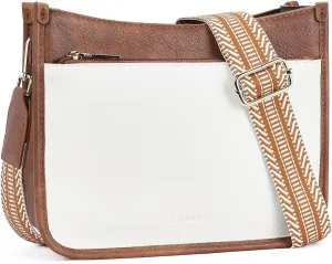 CHOLISS Crossbody Bags for Women Vegan Leather Shoulder Handbags Trendy Hobo Purses with Zip Pocket Adjustable Guitar Strap