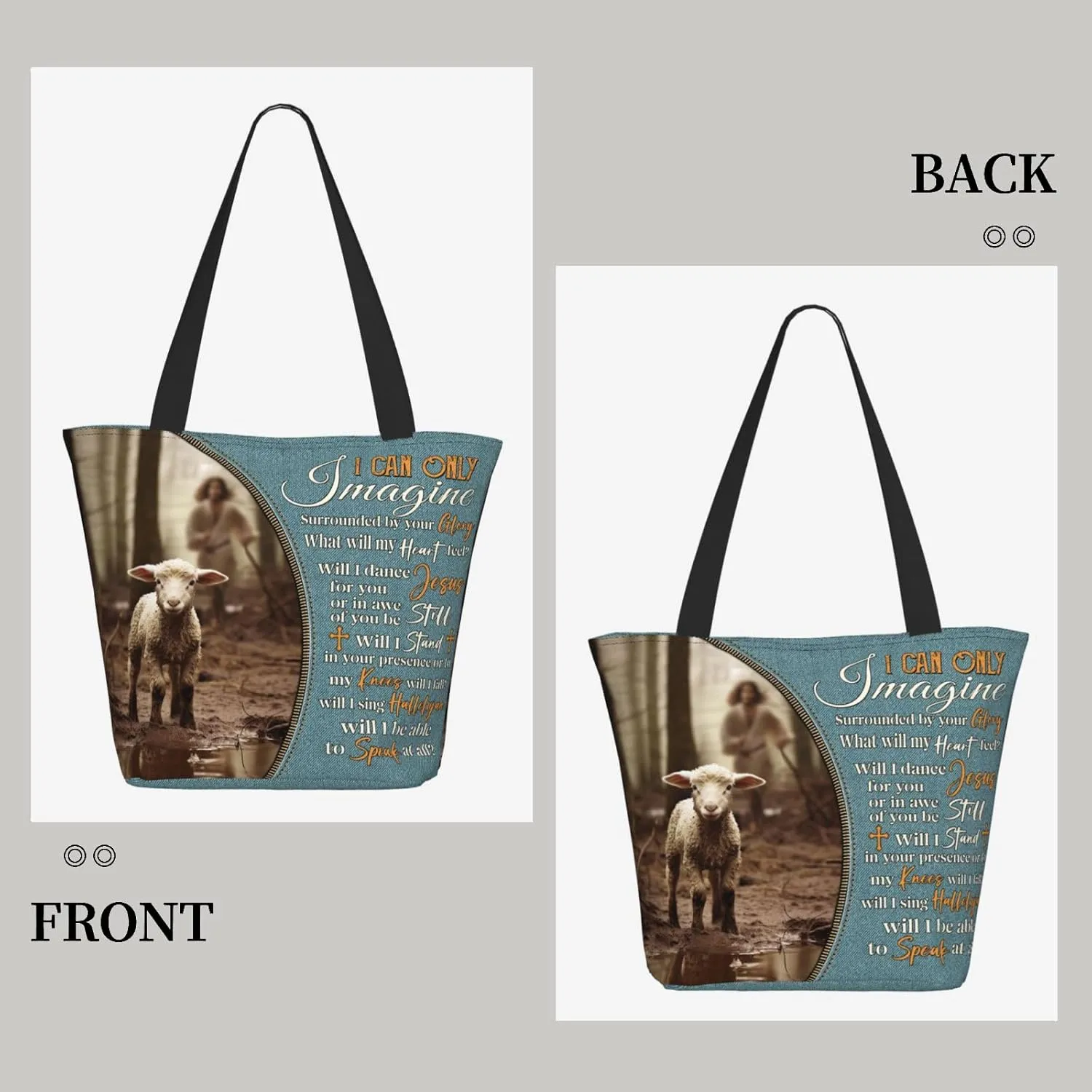 Christian Gifts Reusable Shopping Tote Bag Zippered Inspirational Tote Bags for Women Bible Verse Shoulder Bag