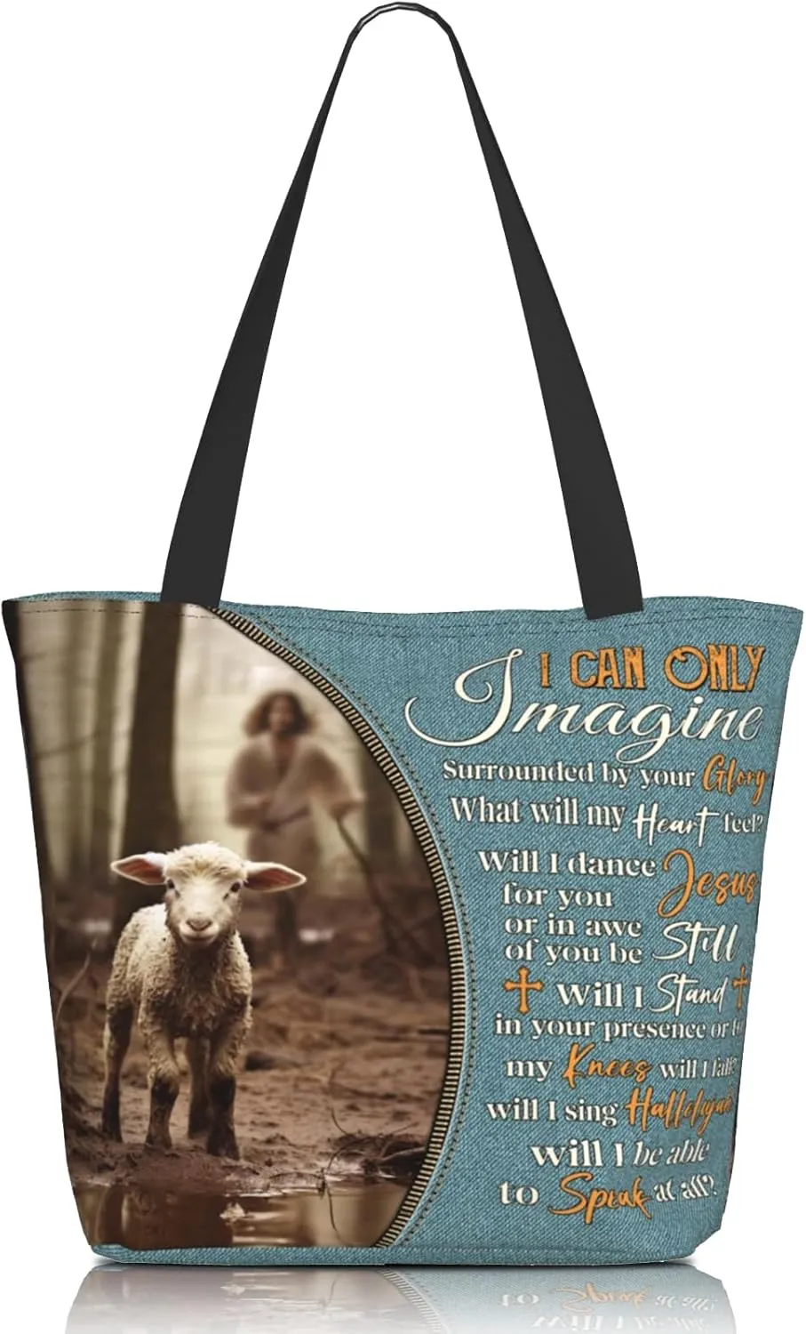 Christian Gifts Reusable Shopping Tote Bag Zippered Inspirational Tote Bags for Women Bible Verse Shoulder Bag