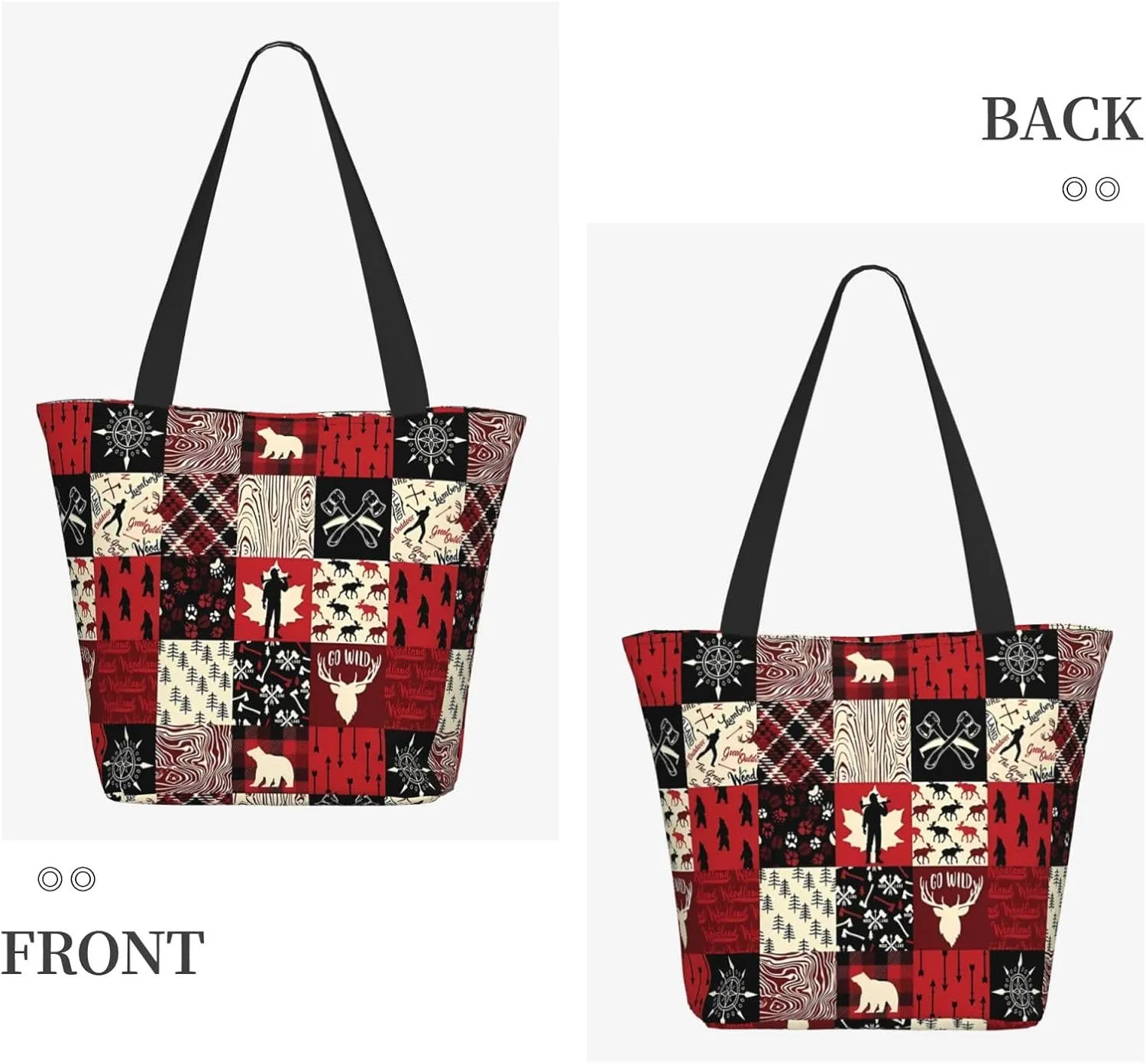 Christmas Bears Deers Hunting Tote Bag Women Reusable Shopping Bags Shoulder Bag Portable Storage HandBags