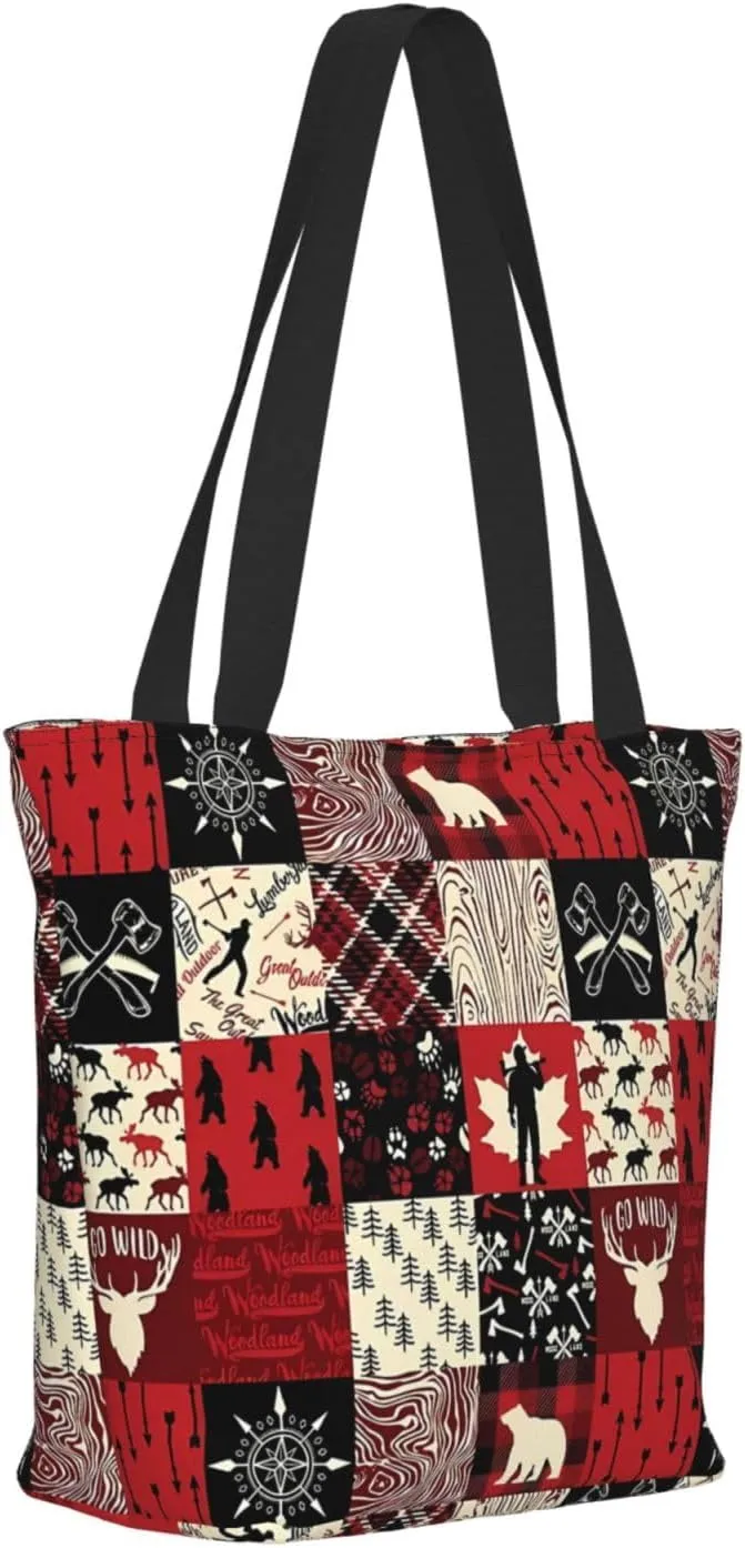 Christmas Bears Deers Hunting Tote Bag Women Reusable Shopping Bags Shoulder Bag Portable Storage HandBags