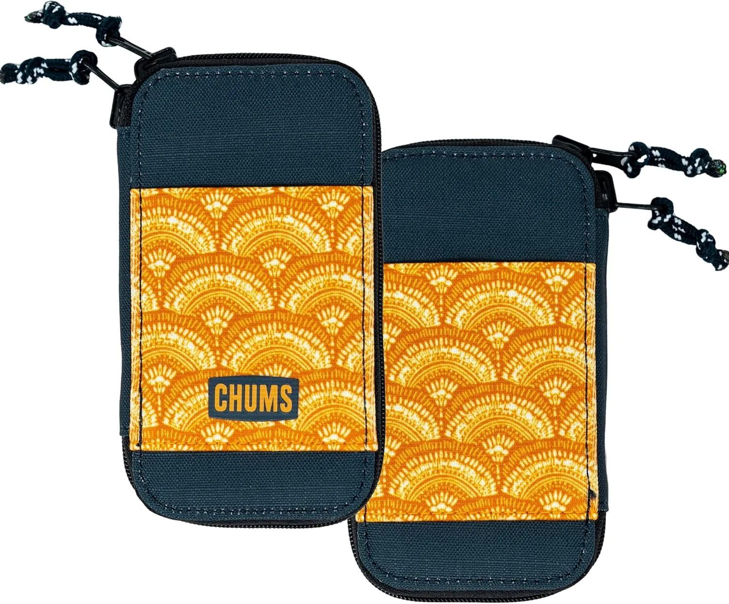 Chums Reversi Polyester Wallet – Reversible Zippered Pouch for Men and Women (Retro Fan Navy)