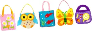 CIYODO 5Sets DIY Handbag Craft Kits for Cartoon Design Storage Bags Handmade Non Woven Materials Fun and Safe Educational for Creative Play