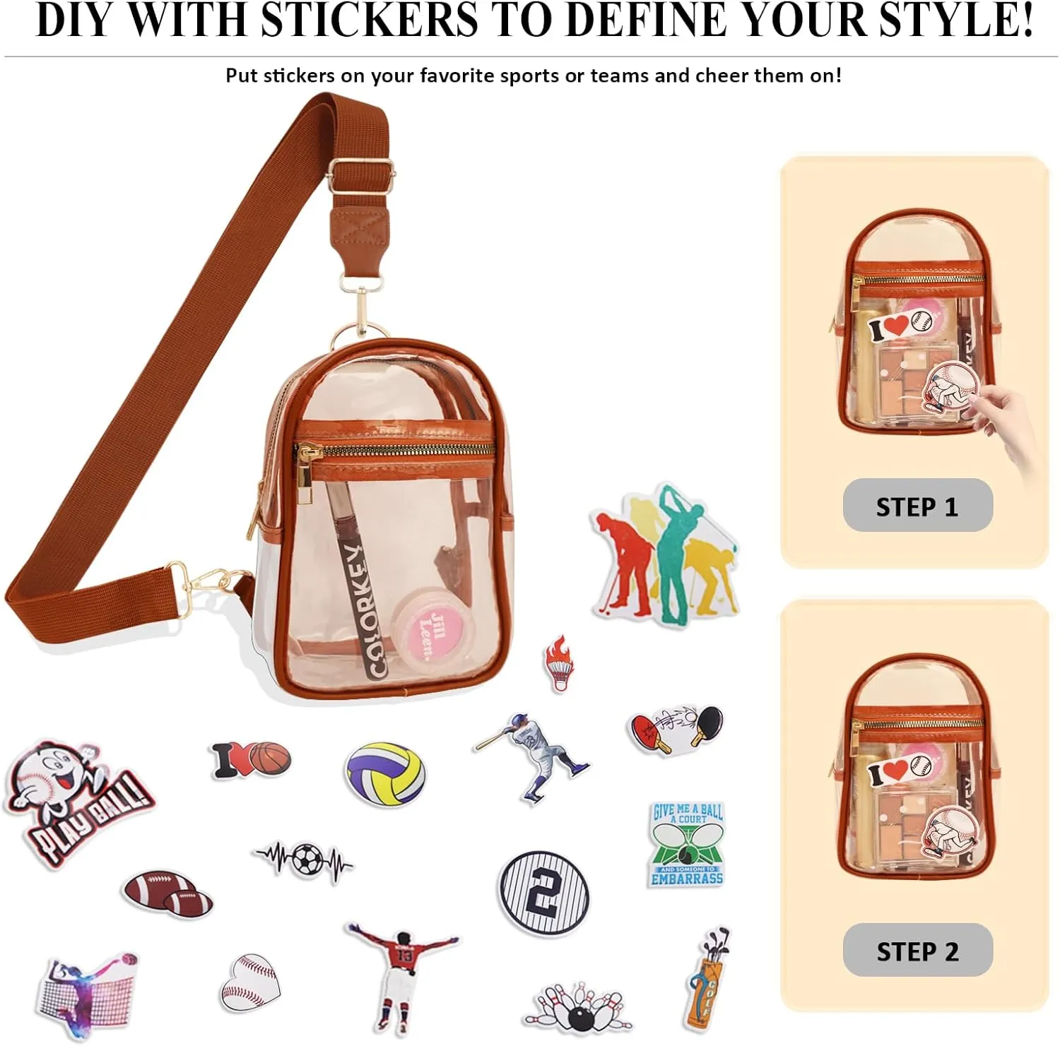 Clear Bag for Stadium Events Approved Concert Travel Outdoors See Through Sports Fan Handbags&Purses