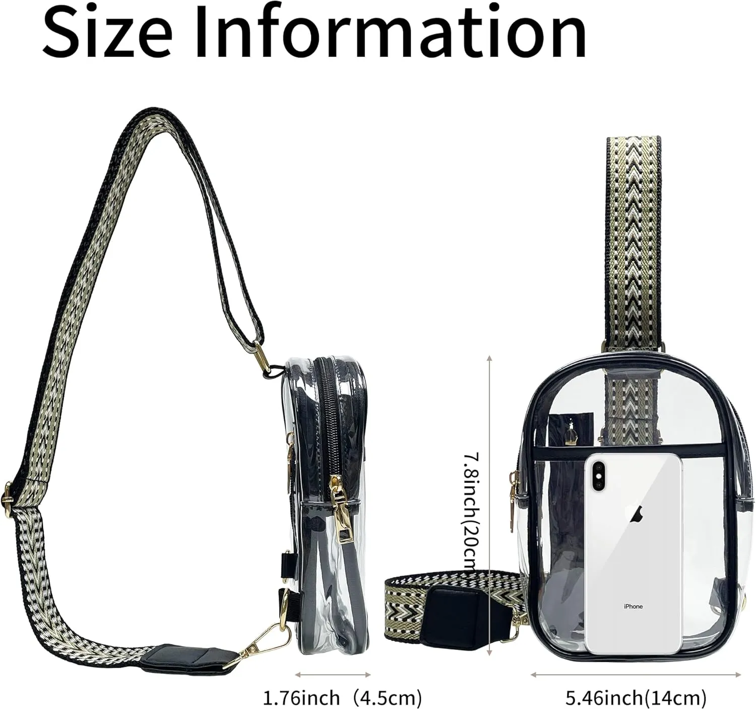 Clear Bag for Stadium Events,Clear Sling Bag for Women,Clear Crossbody Bag Fanny Pack Stadium with Adjustable Strap