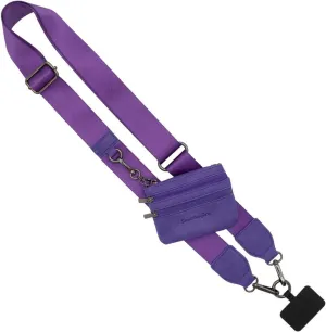 Clip and Go Phone Strap Solid (Purple - Purple Pouch) - Crossbody Phone Strap Chain with Zipper Wallet Pouch – Phone Lanyard with Zippered Pouch
