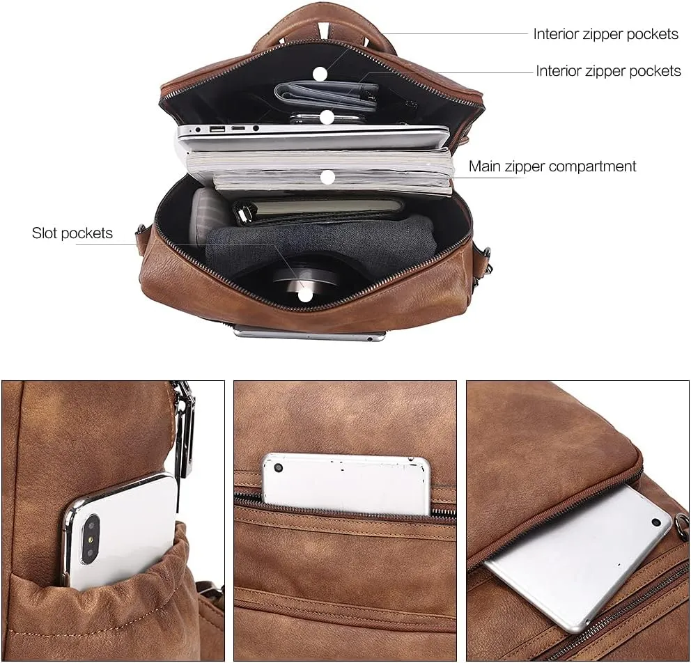 CLUCI Backpack Purse for Women Large Womens Backpack Leather Travel Backpack Fashion Backpack Purse Designer Ladies Shoulder Bags with Tassel Two-toned Brown