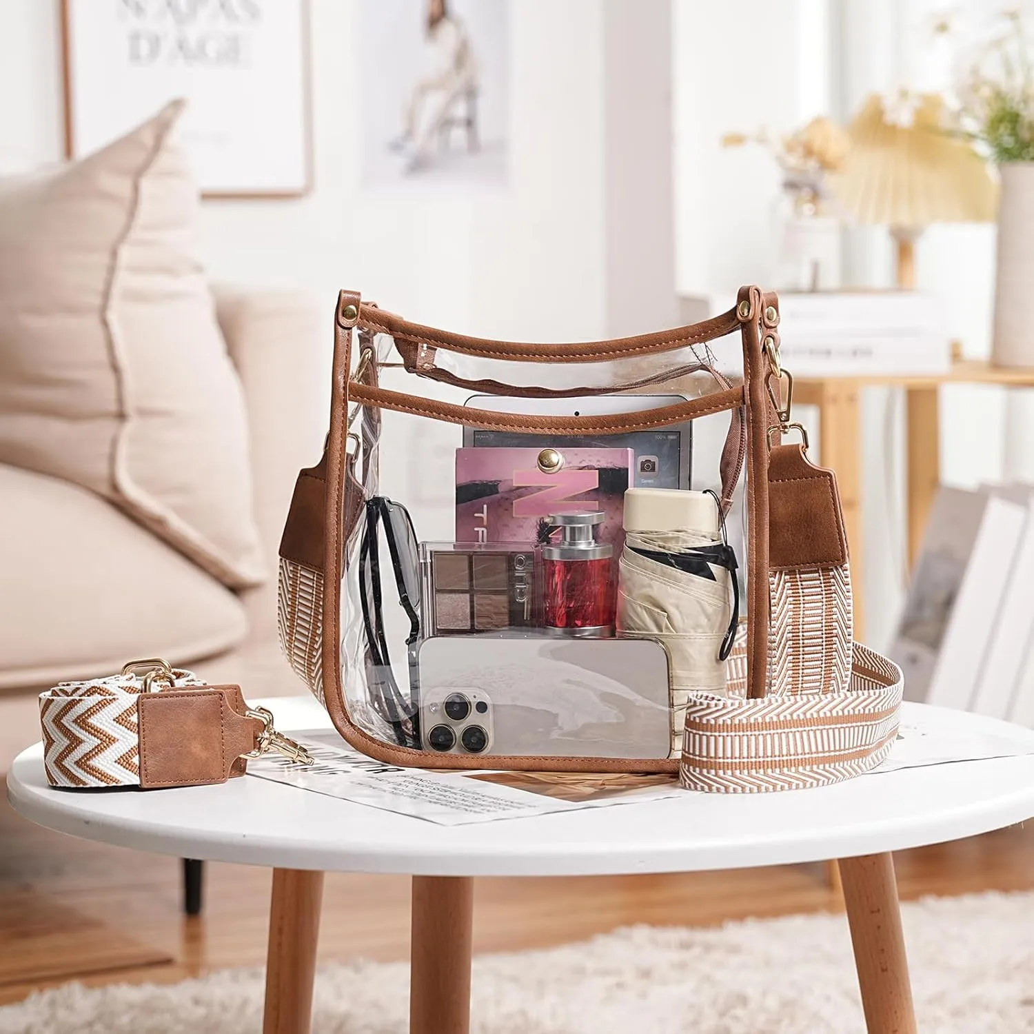 CLUCI Clear Purse,Clear Bag For Stadium Events,Stadium Approved Crossbody Bag Purses for Women with Adjustable Strap
