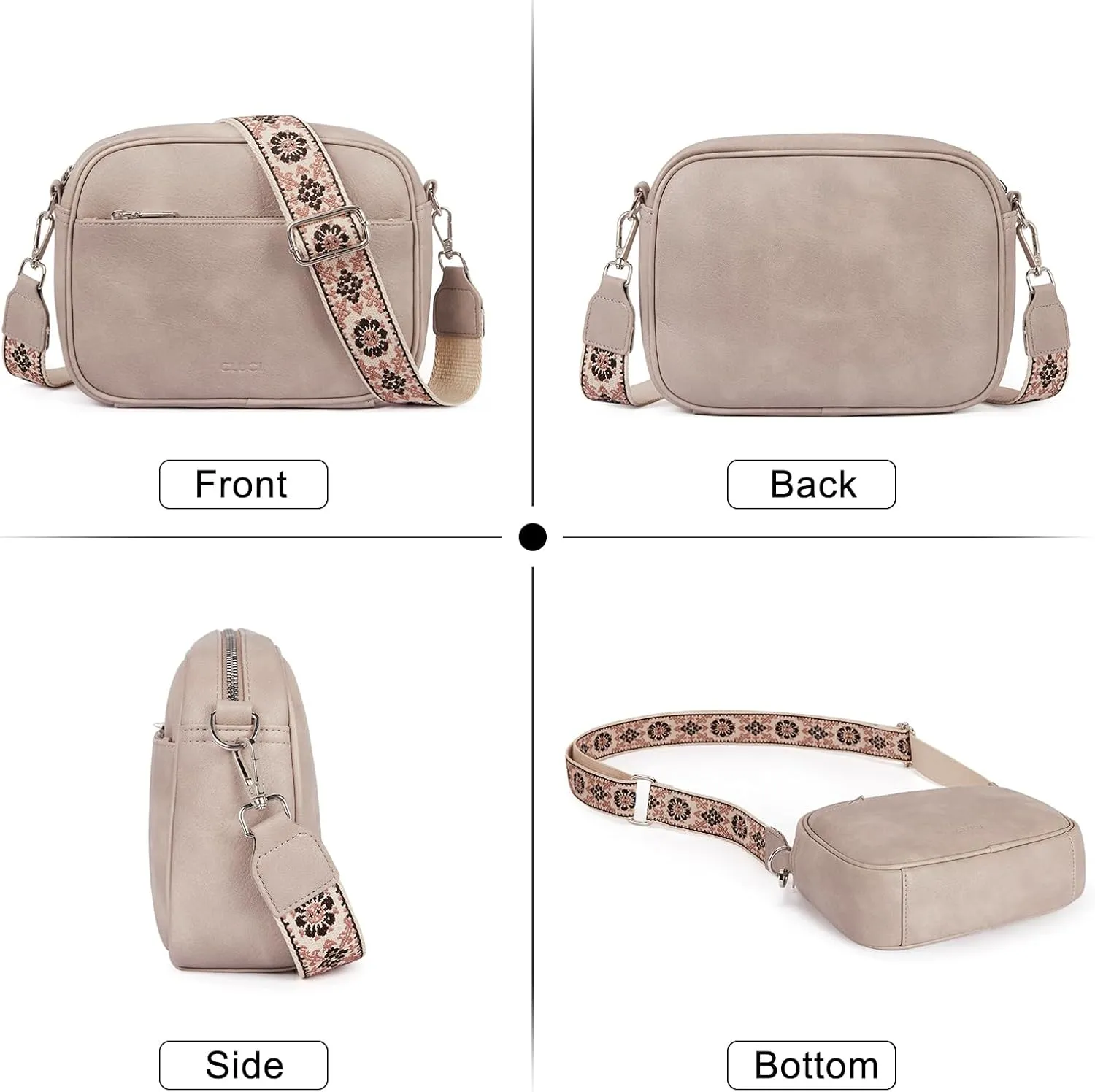 CLUCI Crossbody Bags for Women, Vegan Leather Shoulder Handbags，Purses for Women with Adjustable Wide Strap
