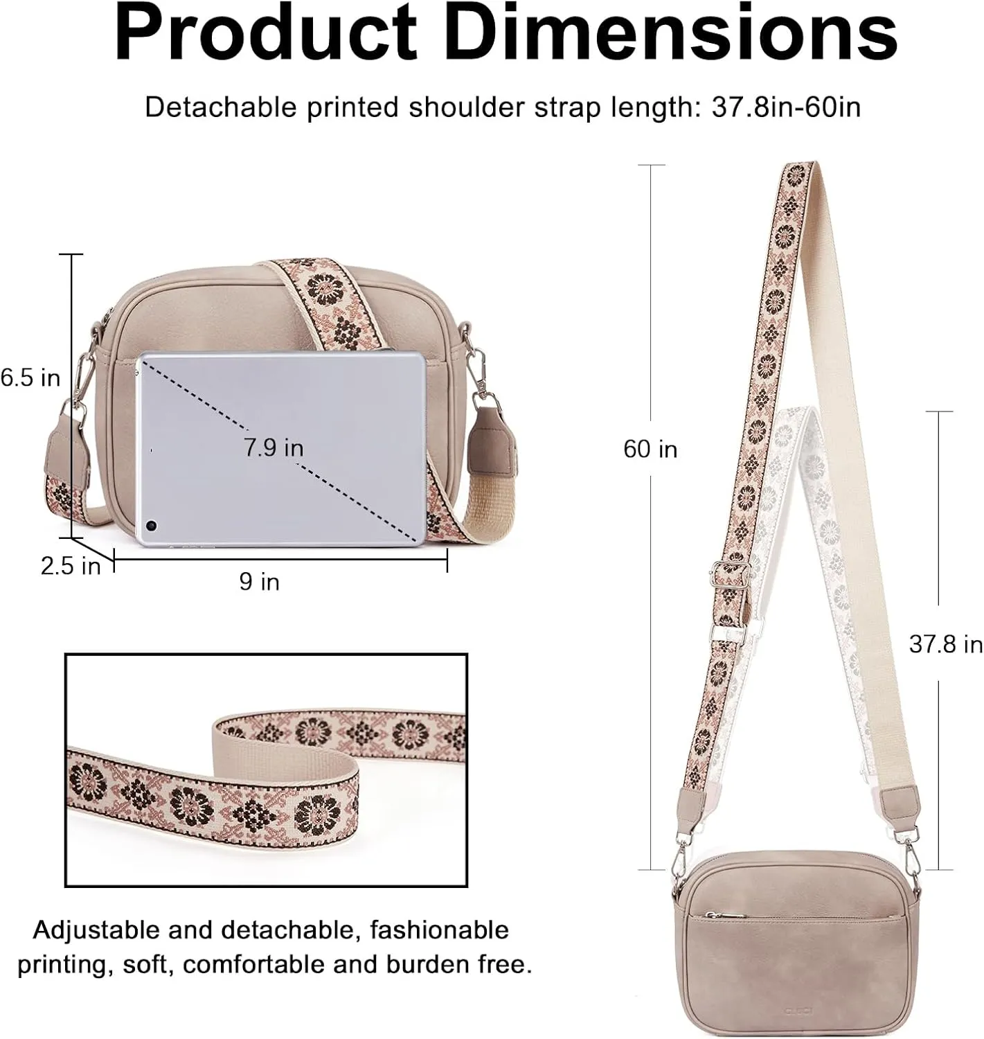 CLUCI Crossbody Bags for Women, Vegan Leather Shoulder Handbags，Purses for Women with Adjustable Wide Strap