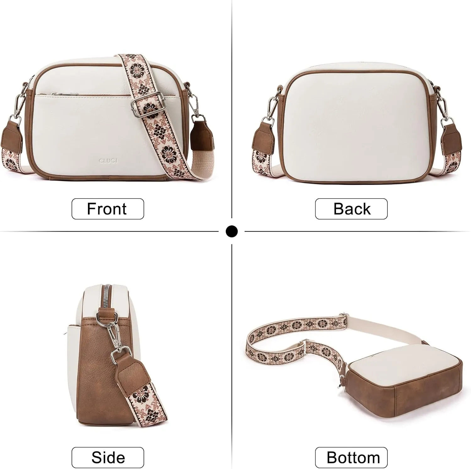 CLUCI Crossbody Bags for Women, Vegan Leather Shoulder Handbags，Purses for Women with Adjustable Wide Strap