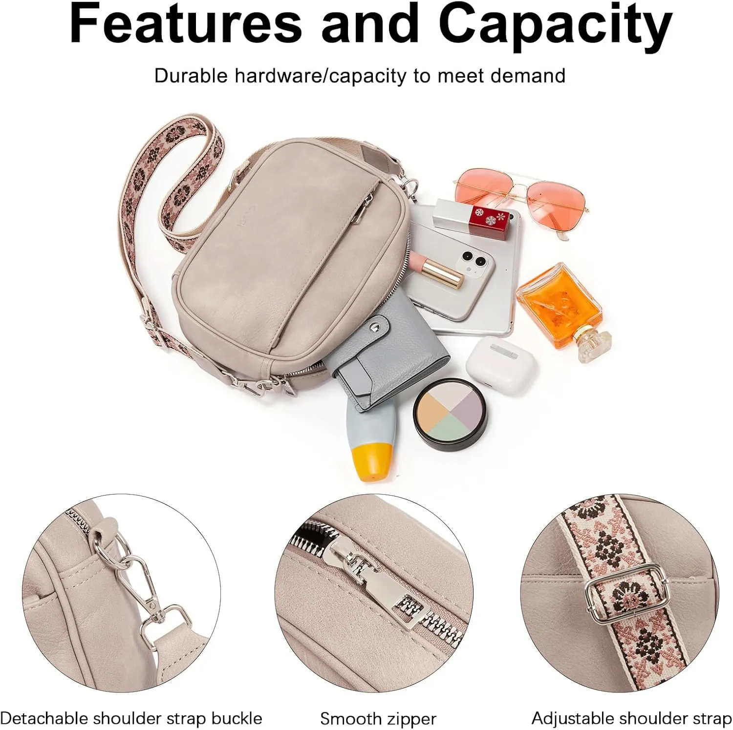CLUCI Crossbody Bags for Women, Vegan Leather Shoulder Handbags，Purses for Women with Adjustable Wide Strap