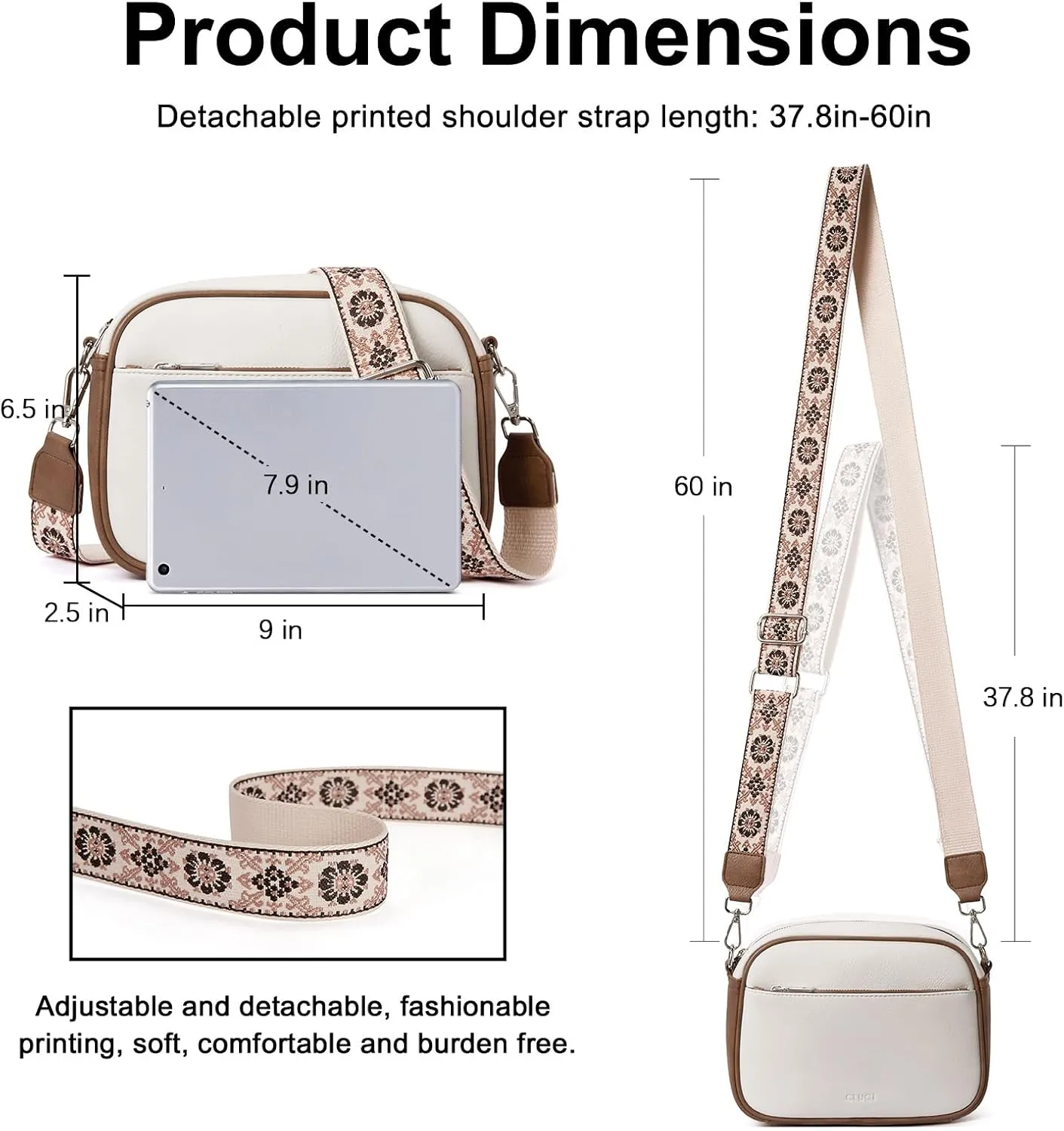 CLUCI Crossbody Bags for Women, Vegan Leather Shoulder Handbags，Purses for Women with Adjustable Wide Strap