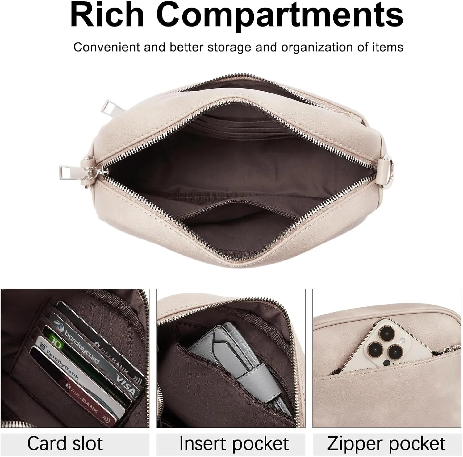 CLUCI Crossbody Bags for Women, Vegan Leather Shoulder Handbags，Purses for Women with Adjustable Wide Strap