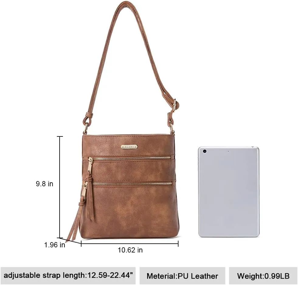 CLUCI Crossbody Purses for Women, Medium Size Zipper Pocket Adjustable Strap, Soft Leather Women's Shoulder Handbags