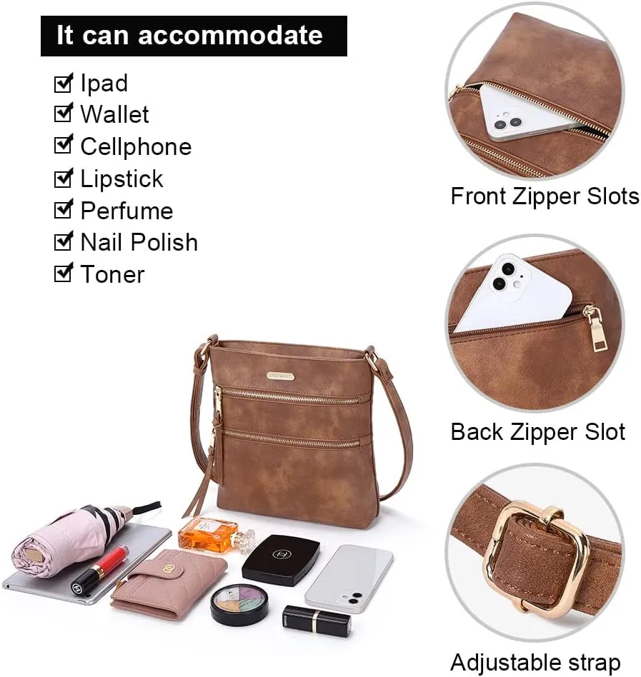CLUCI Crossbody Purses for Women, Medium Size Zipper Pocket Adjustable Strap, Soft Leather Women's Shoulder Handbags