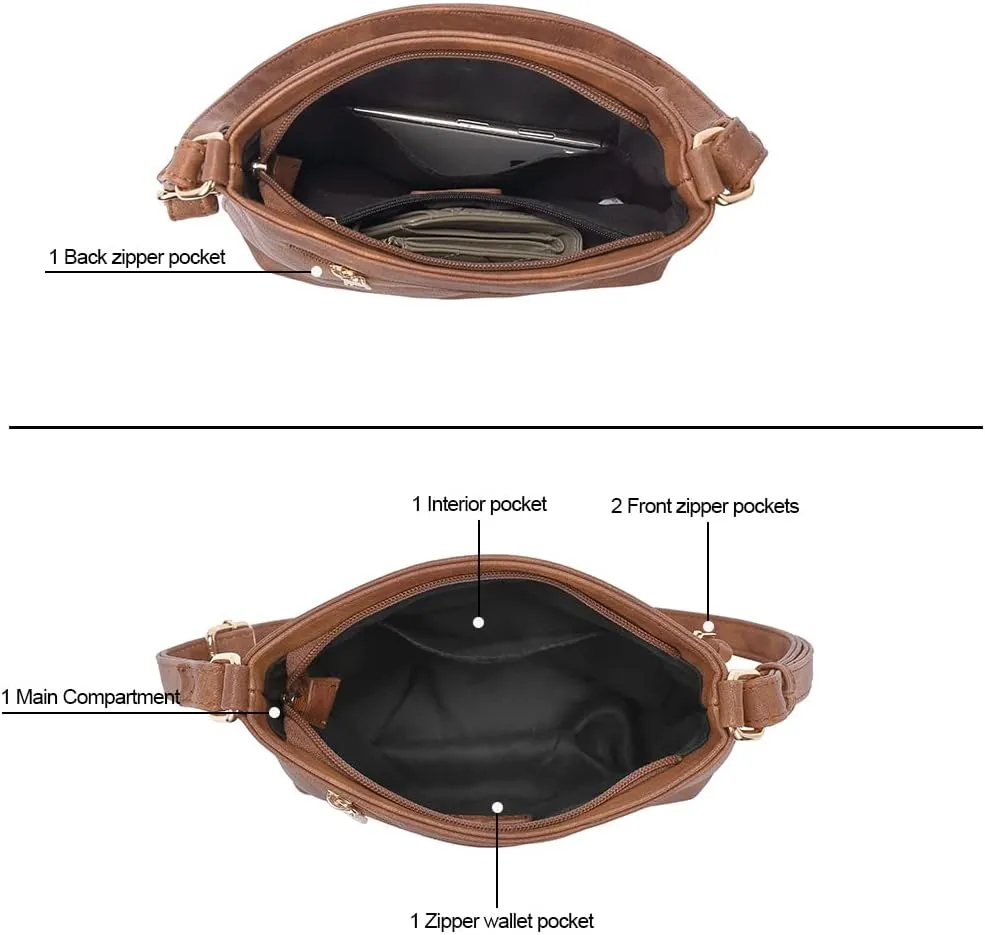 CLUCI Crossbody Purses for Women, Medium Size Zipper Pocket Adjustable Strap, Soft Leather Women's Shoulder Handbags