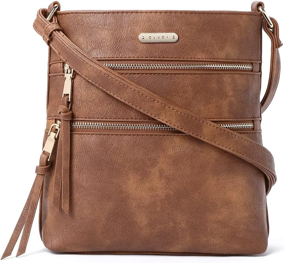 CLUCI Crossbody Purses for Women, Medium Size Zipper Pocket Adjustable Strap, Soft Leather Women's Shoulder Handbags