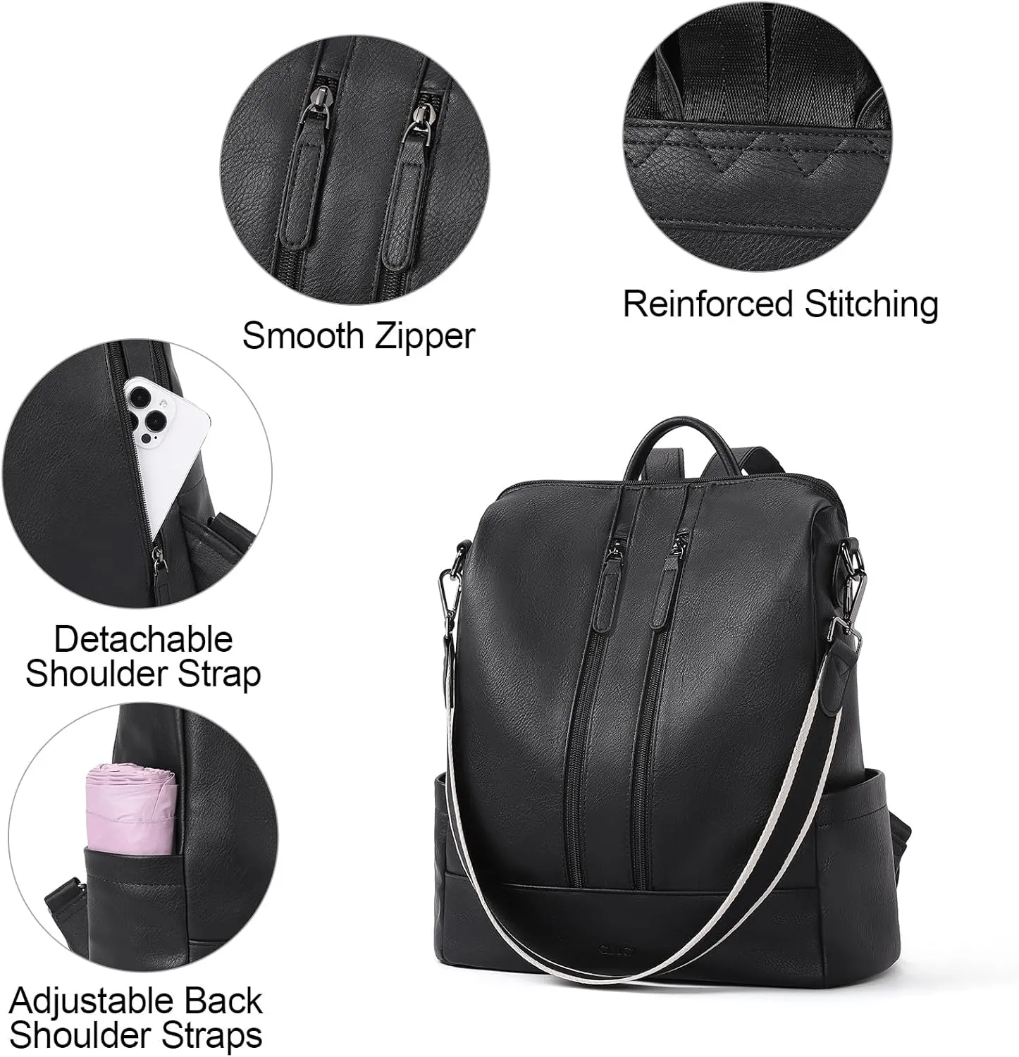 CLUCI Leather Backpack Purse for Women Convertible Large Travel Ladies Designer Fashion Casual College Shoulder Bag