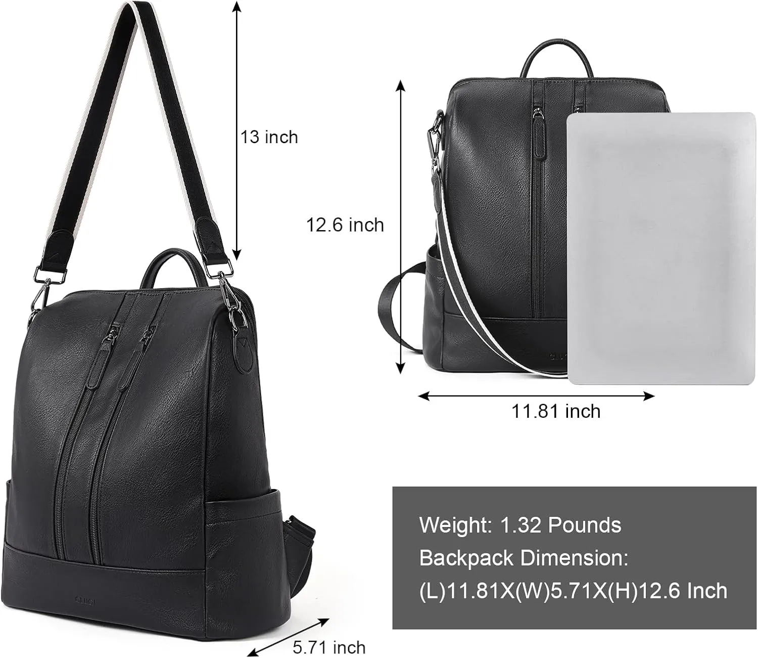 CLUCI Leather Backpack Purse for Women Convertible Large Travel Ladies Designer Fashion Casual College Shoulder Bag